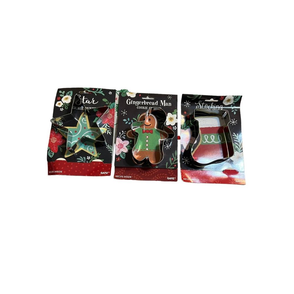 3 Ganz Christmas Cookie Cutters Star Stocking Gingerbread Man NWT